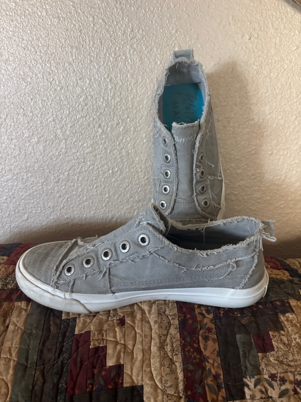 Blowfish Gray Frayed Slip-On Canvas Sneakers